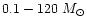 $0.1 - 120~M_\odot$