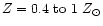 $Z = 0.4 {\rm ~to~} 1~Z_\odot$
