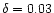 $\delta=0.03$