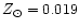 $Z_{\odot} = 0.019$