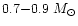 $0.7{-}0.9~M_\odot$