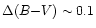$\Delta(B{-}V) \sim 0.1$