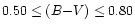 $0.50\le(B{-}V)\le 0.80$
