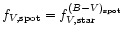 $f_{V,{\rm spot}}=f_{V,{\rm star}}^{(B{-}V)_{\rm spot}}$