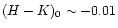 $(H-K)_0 \sim
-0.01$