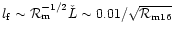 $l_{\rm f} \sim {\cal R}_{\rm m}^{-1/2}{\check L}
\sim 0.01/\sqrt{{\cal R}_{\rm m16}}$