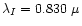 $\lambda_{I} = 0.830~\mu$