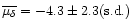 $\overline{\mu_{\delta}} = -4.3 \pm 2.3({\rm s.d.})$