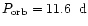 $P_{\rm orb}=11.6 \:~ {\rm
d}$