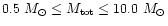 $0.5~M_{\odot} \le M_{\rm tot} \le 10.0~M_{\odot}$