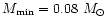 $M_{\rm min} = 0.08~M_{\odot}$
