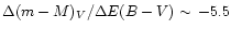 $\Delta
(m-M)_{V}/\Delta E(B-V)\sim\,-5.5$