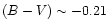 $(B-V)\sim -0.21$