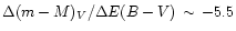 $\Delta (m-M)_{V}/\Delta E(B-V)\,\sim\,-5.5$