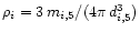 $\rho_i= 3\,m_{i,5}/(4\pi\,d_{i,5}^3)$