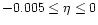 $ -0.005 \leq \eta \leq 0 $