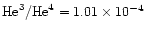 ${\rm He}^3/{\rm He}^4=1.01\times 10^{-4}$