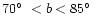 $ 70\hbox{$^\circ$ }< b <85\hbox{$^\circ$ }$