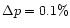 $\Delta p=0.1\%$