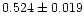 $0.524 \pm 0.019$