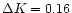$\Delta K =0.16$
