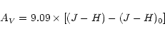\begin{displaymath}A_V = 9.09\times [(J-H)-(J-H)_0]
\end{displaymath}
