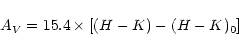 \begin{displaymath}A_V = 15.4\times [(H-K)-(H-K)_0]
\end{displaymath}