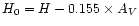 $H_{0} = H-0.155\times A_V$