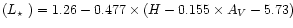 $(\mbox{$L_\star$ }) = 1.26-0.477 \times (H-0.155 \times A_V-5.73)$