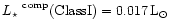 $\mbox{$L_\star$ }^\mathrm{comp} (\rm {Class I}) = 0.017\,L_\odot$
