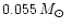$0.055\,\mbox{$M_\odot$ }$