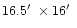 $16.5\hbox{$^\prime$ }\times 16\hbox{$^\prime$ }$