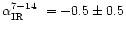 $\mbox{$\alpha_\mathrm{IR}^{7-14}$ }=-0.5\pm0.5$