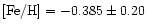 ${\rm [Fe/H]} = -0.385\pm 0.20$