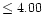 $\leq 4.00$