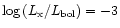 $\log{(L_{\rm x}/L_{\rm bol})} = -3$
