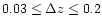 $0.03\leq
\Delta z\leq 0.2$