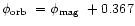 $\mbox{$\phi_{\rm orb}$ }=\mbox{$\phi_{\rm mag}$ }+0.367$