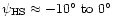 $\psi_{\rm HS}\approx-10^{\circ}{\rm ~to~}0^{\circ}$