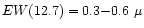 $EW(12.7) = 0.3{-}0.6~\mu$