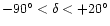 $-90^\circ<\delta<+20^\circ$