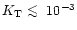 $K_{\rm T}~\rlap{\lower 2.5pt \hbox{$\sim$ }}\raise 1.5pt\hbox{$<$ }\;10^{-3}$