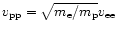$v_{{\rm pp}} =
\sqrt{m_{{\rm e}}/m_{{\rm p}}}v_{{\rm ee}}$