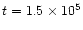$t = 1.5 \times 10^{5}$