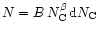 $N=B\,N_{\rm C}^\beta\,{\rm d}N_{\rm C}$