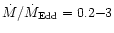 $\dot{M}/\dot{M}_{\rm Edd}=0.2{-}3$