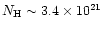 $N_{\rm H}\sim3.4\times10^{21}$