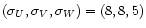 $(\sigma _U,\sigma _V,\sigma _W) = (8,8,5)$
