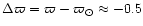 $\Delta\varpi = \varpi - \varpi_\odot \approx -0.5$