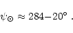 \begin{displaymath}\psi_\odot \approx 284{-}20\hbox{$^\circ$ }.
\end{displaymath}